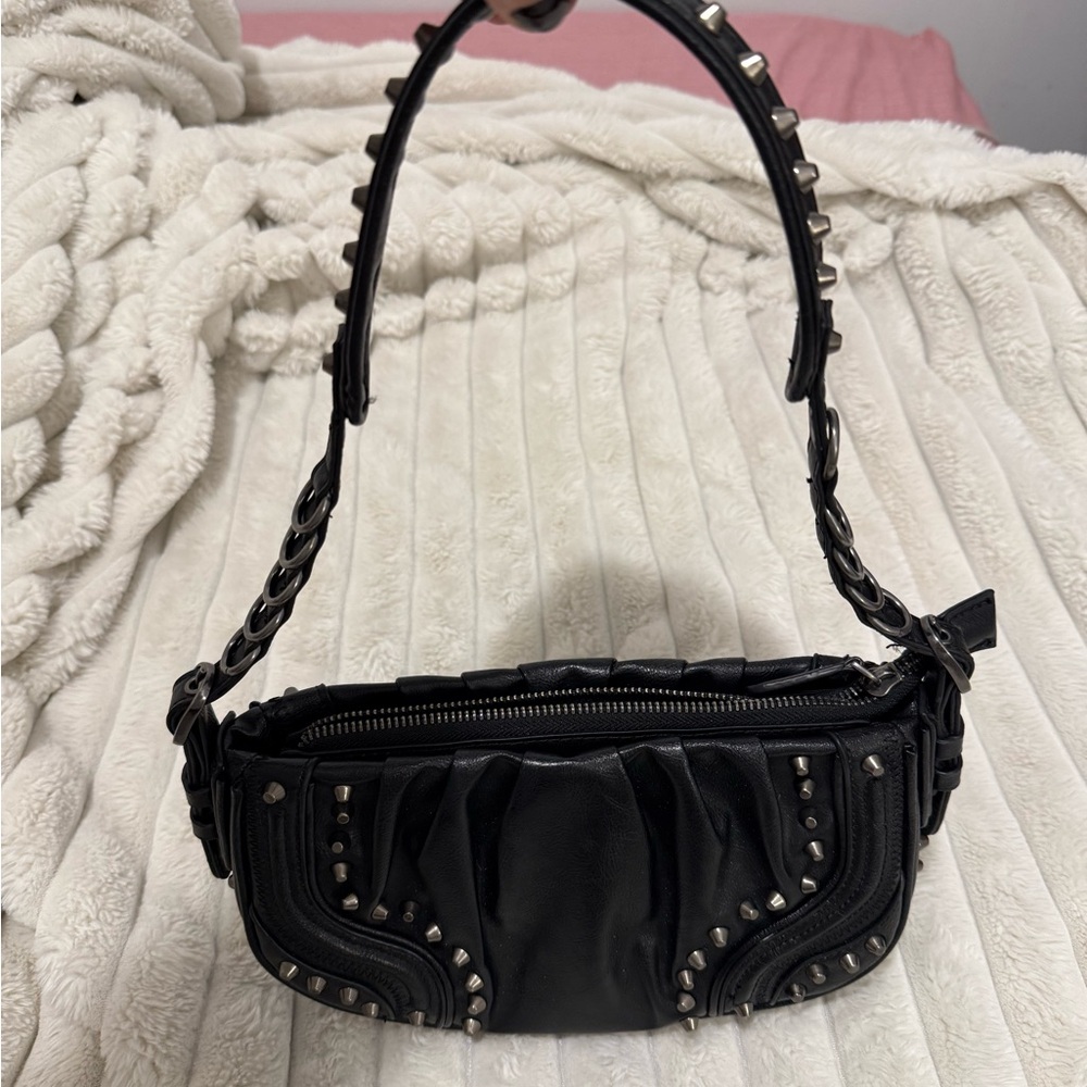 Zara Black Studded Women's Shoulder Bag - Picture 2 of 6